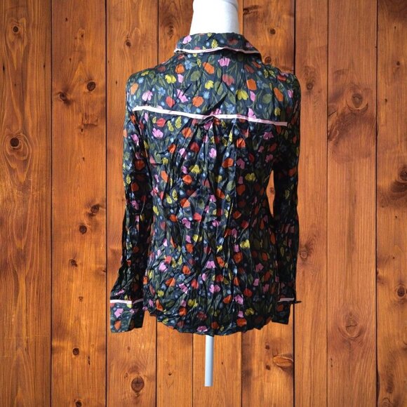 Taylor Tillman Women's Small Floral Button Front Blouse Collared Colorful - Picture 5 of 5